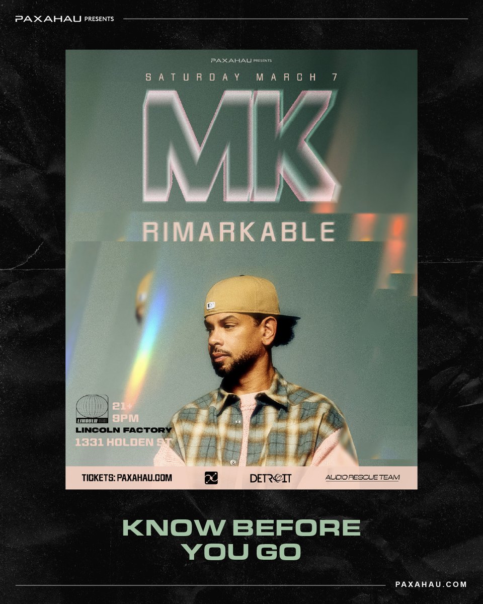 paxahau's tweet photo. TONIGHT⁠!⁠
⁠
MK returns to home ground with Rimarkable joining him at Lincoln Factory 🙌
⁠
Online tickets are sold out. Limited tickets will be available at the door - early arrival suggested.⁠ See you on the dancefloor 🪩 https://t.co/YzbWXL42l9