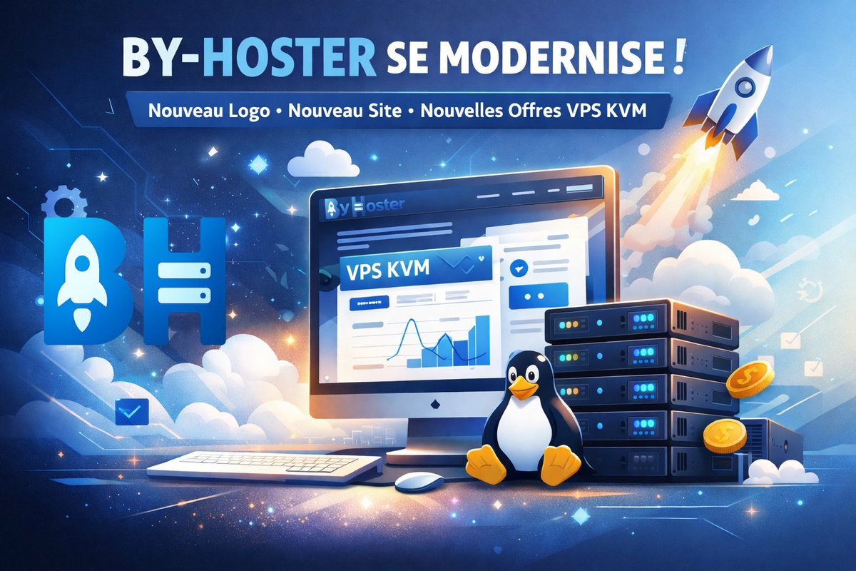 By_Hoster's tweet photo. 🎉 By-Hoster fête ses 5 ans !
Pour l’occasion :
✨ Nouvelle identité visuelle
🌐 Nouveau site vitrine
🖥️ Nouvelles offres VPS KVM plus performantes
🎮 Migration vers Gamost terminée
Une nouvelle étape pour notre infrastructure et nos services. 🚀
👉 https://t.co/gtL1McGuYc https://t.co/NjWVhBalni