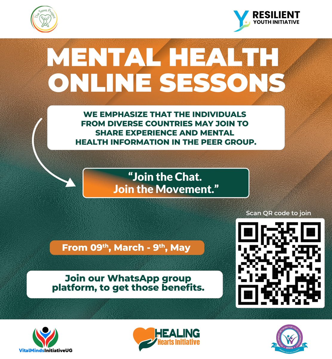 🌍 African Youth, this is your space!

Join the Youth Resilience Initiative #Mental #Health Online Sessions to connect, learn, and share experiences with peers across Africa.
Scan the #QR #code and join the #WhatsApp #group today.
Exciting opportunities await

#MentalHealth