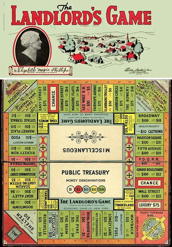 MomentArchive's tweet photo. Today in 1933, the board game Monopoly (originally known as "The Landlord's Game") was invented. Monopoly was designed during the Great Depression to demonstrate the negative aspects of monopolies, but later became a global sensation for the opposite reason. https://t.co/iiBMWtfrCM