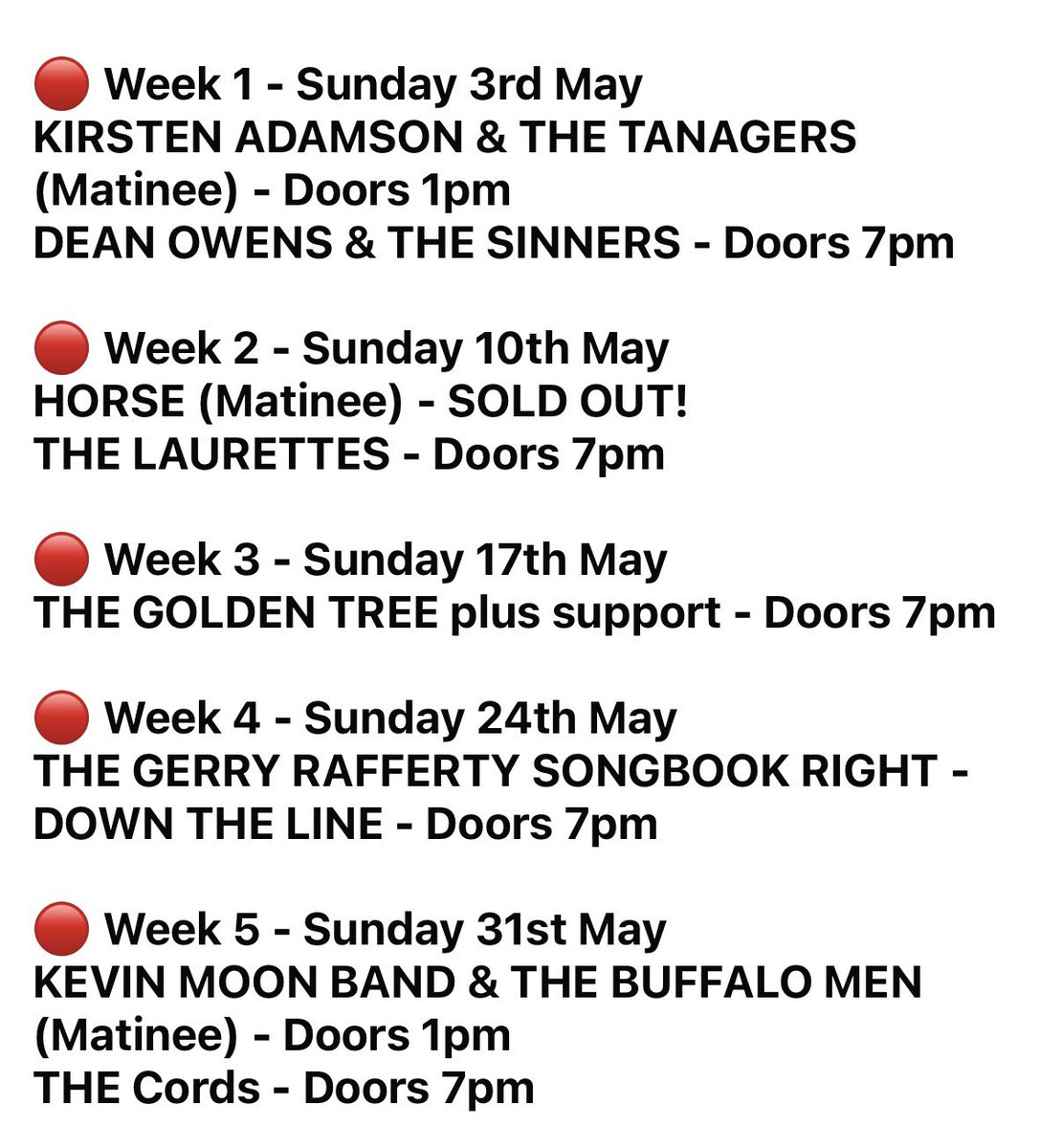 #MonthOfSundays May at <a href="/BungalowPaisley/">The Bungalow</a> turning every Sunday into a celebration of the very best in live music 🎶🎙️🎸🎹🥁 

FULL TICKET LIST <a href="/ticketsscotland/">Tickets Scotland</a> - tickets-scotland.com/lnpp0

We appreciate your support✌🏻

#LiveMusic