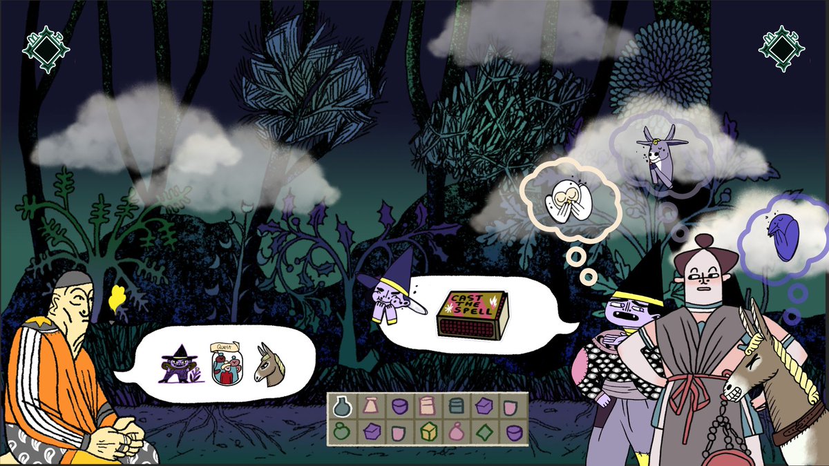 Average RPG quest briefing starts with a sword.

Mariole starts one with:
• a spell idea
• a suspicious owl scale
• and a merchant who’s clearly not convinced 🎻

Meanwhile Modeste is already laughing. Be honest, who do you trust to explain the quest PROPERLY?

#NarrativeGames