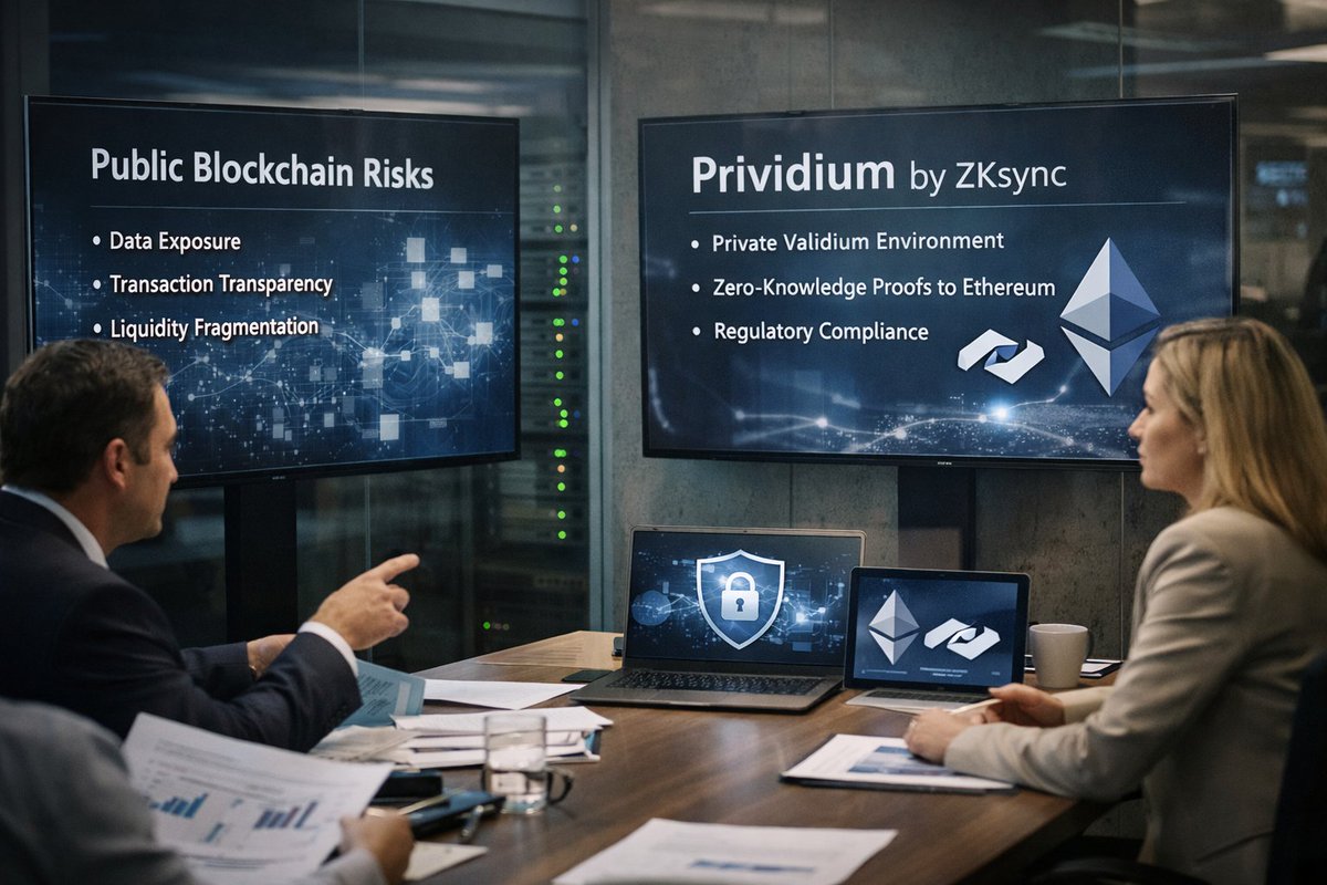 dimqtdl's tweet photo. In my view, the institutional constraint in blockchain adoption is fundamentally structural.

Public-by-default blockchains expose operational data such as balances, transaction flows, and counterparties. For many financial workflows, this level of transparency conflicts with basic requirements around privacy, strategy protection, and fiduciary responsibility.

The alternative has often been isolated private chains. While they protect confidentiality, they also restrict ecosystem access and fragment liquidity, limiting participation in the broader onchain economy.

What institutions actually require is a combination that rarely exists today: confidential execution environments with settlement anchored to @Ethereum, where the deepest liquidity and most credible settlement layer already reside.

This is where @zksync Prividium introduces an interesting architectural direction. Transactions execute privately in a permissioned Validium environment, while only state roots and zero-knowledge proofs are posted to Ethereum. Operational data remains confidential, yet settlement security is inherited from @Ethereum.

Through role-based permissions, identity integration, and selective disclosure for auditors and regulators, the system allows regulatory oversight without exposing sensitive market activity.

In effect, Prividium moves toward Web2-style privacy while preserving Web3 liquidity and composability, extending Ethereum’s infrastructure so regulated capital can participate without abandoning the structural requirements of compliance and confidentiality.