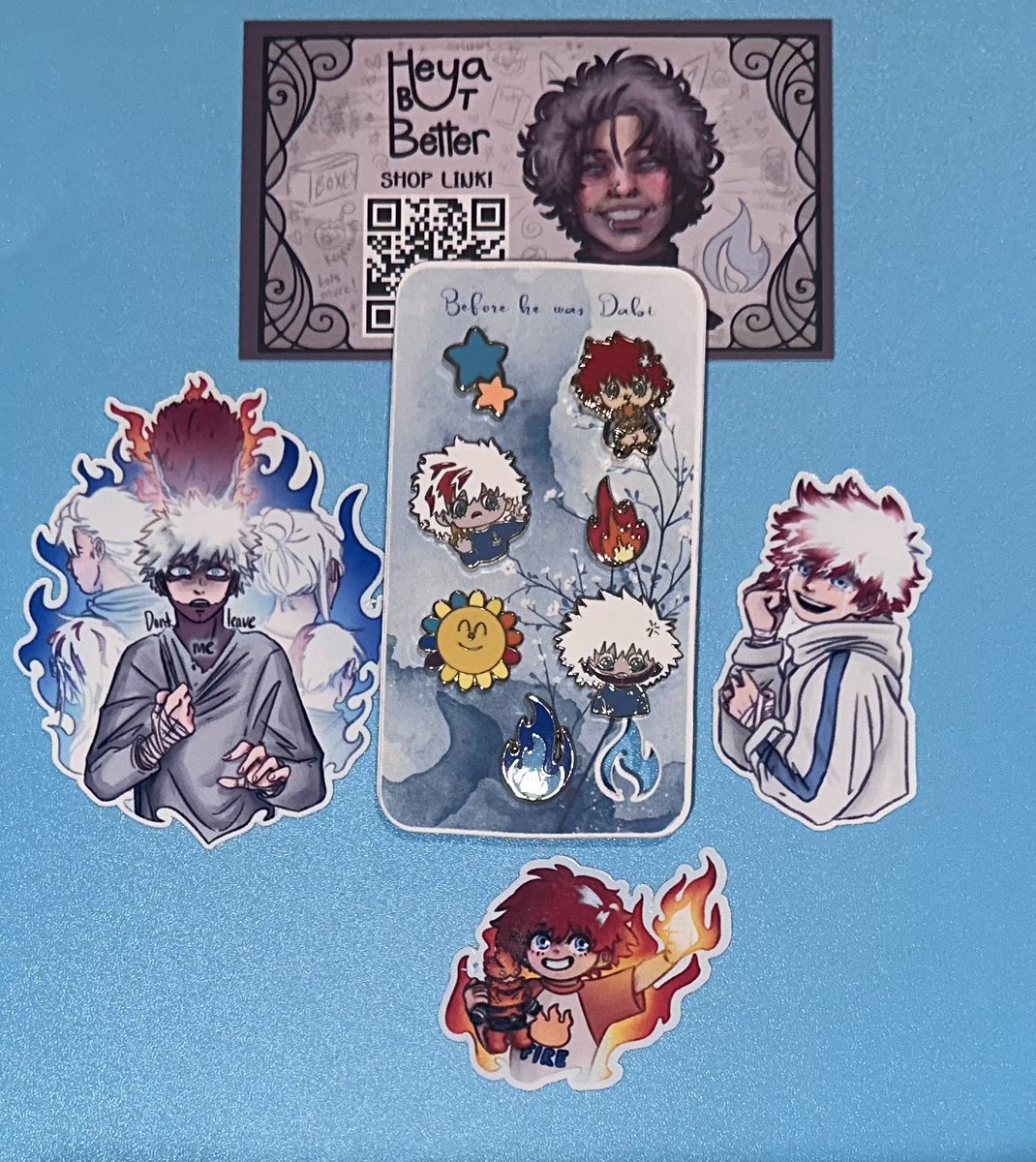 Well it seems the crunchy roll snipers found me on Etsy and took out some of my listings, just as a reminder all my art is still available on Kofi! 

Here’s my most recent chibi-Touya filler pin set!! Check it out!
#dabi #TouyaTodoroki #bnha #mha
ko-fi.com/s/81b757a427