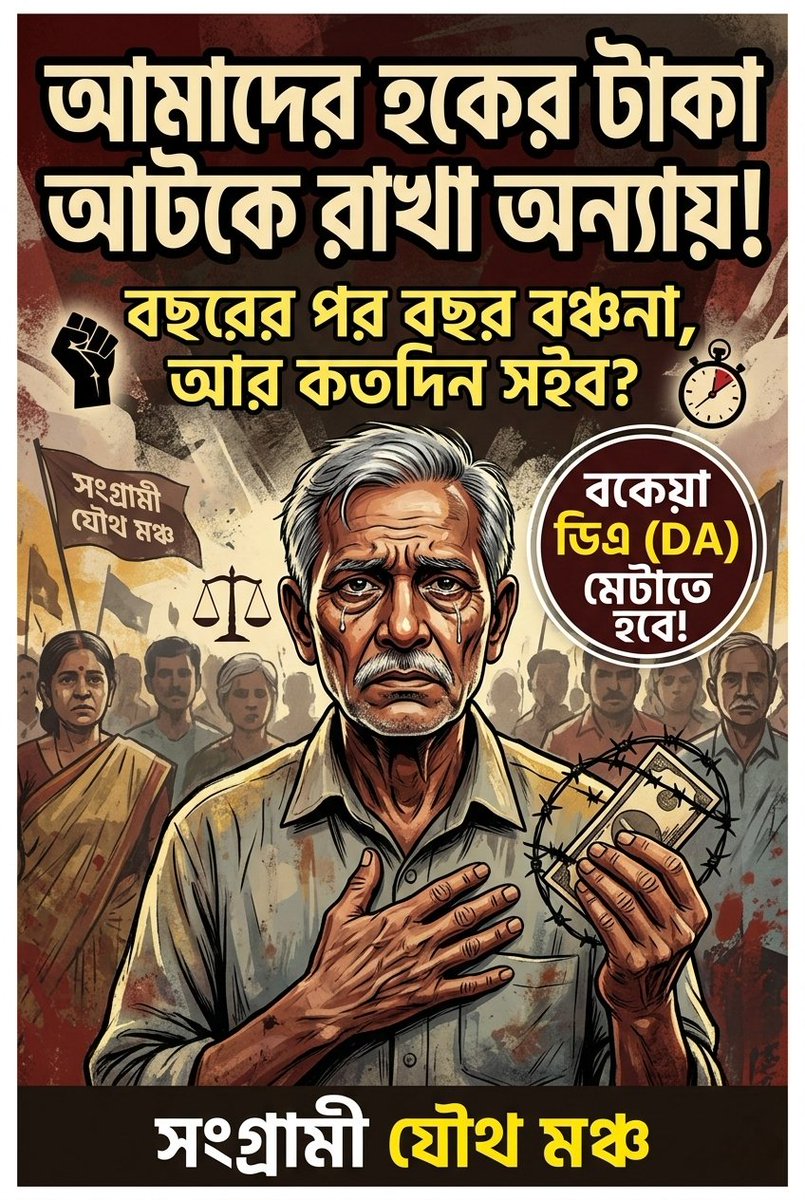 RajibDutta86748's tweet photo. @CMO_WB @aajtak @ANI
#DA_HamaraHaqHai #RejectModificationPetition #13MarchBengalStrike https://t.co/ESMnPXBSda