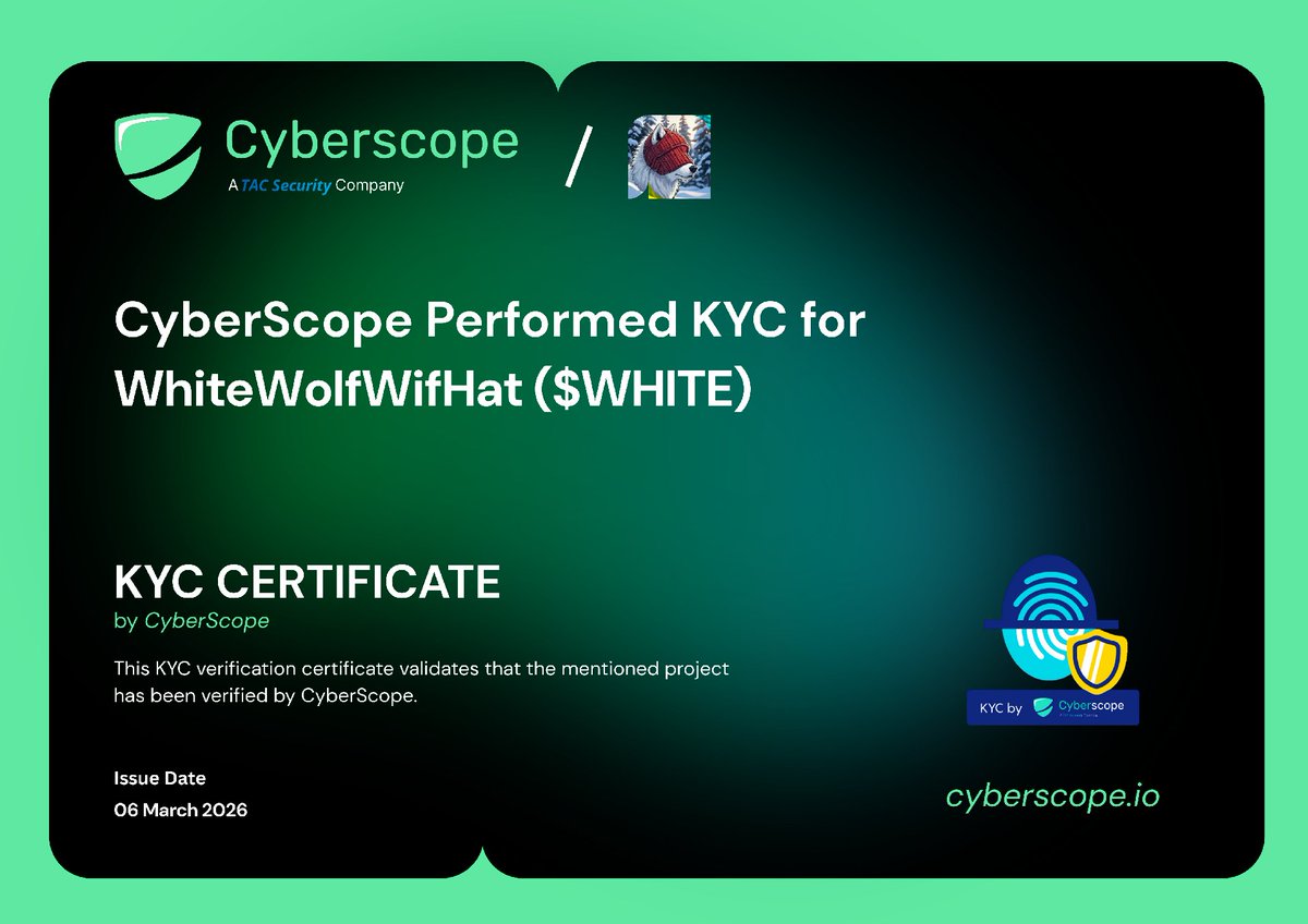 Official Announcement – WhiteWolfWifHat ($WOLF)

WhiteWolfWifHat is shaping up to be one of the biggest Solana meme plays of the cycle — and we’re just getting started.

We’ve already:

• Passed full KYC verification through CoinScope

• Completed a successful CyberScope token