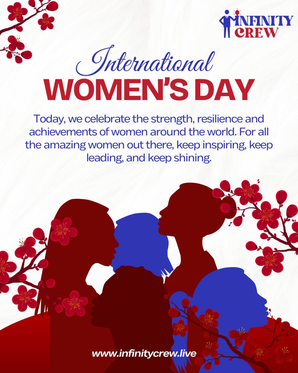 InfiinityCrew's tweet photo. ✨ International Women’s Day 
At #InfinityCrew, we honor every woman who inspires, leads, and makes a difference every single day.

#InternationalWomensDay #WomensDay2026 #WomenEmpowerment #WomenInLeadership #WomenSupportWomen #Equality #Inspiration #StrongWomen #RespectWomen https://t.co/Tor7klQuL5