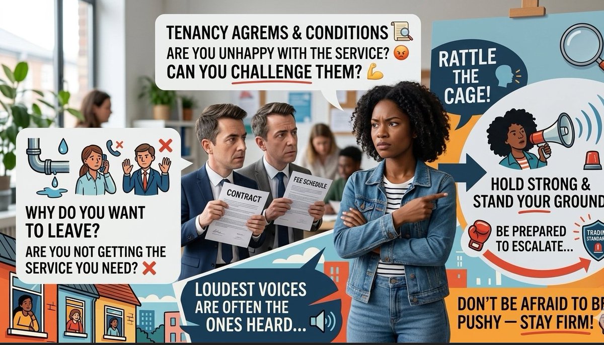 Not happy with your letting agents but locked into a contract? 📝 Check your terms, challenge where you can, and don’t be afraid to escalate 🚨. Stay firm — you’ve got this! 💪 #TenantTips #KnowYourRights #StayStrong