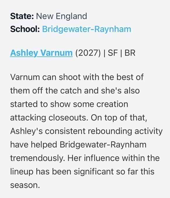 AshleyVarnum_11's tweet photo. Thank you @PGHNewEngland for these write ups during my season. Much appreciated. 
@Avi_Burmenko @BRgirlshoops @danabarrosbball https://t.co/k4HXtJAHqt