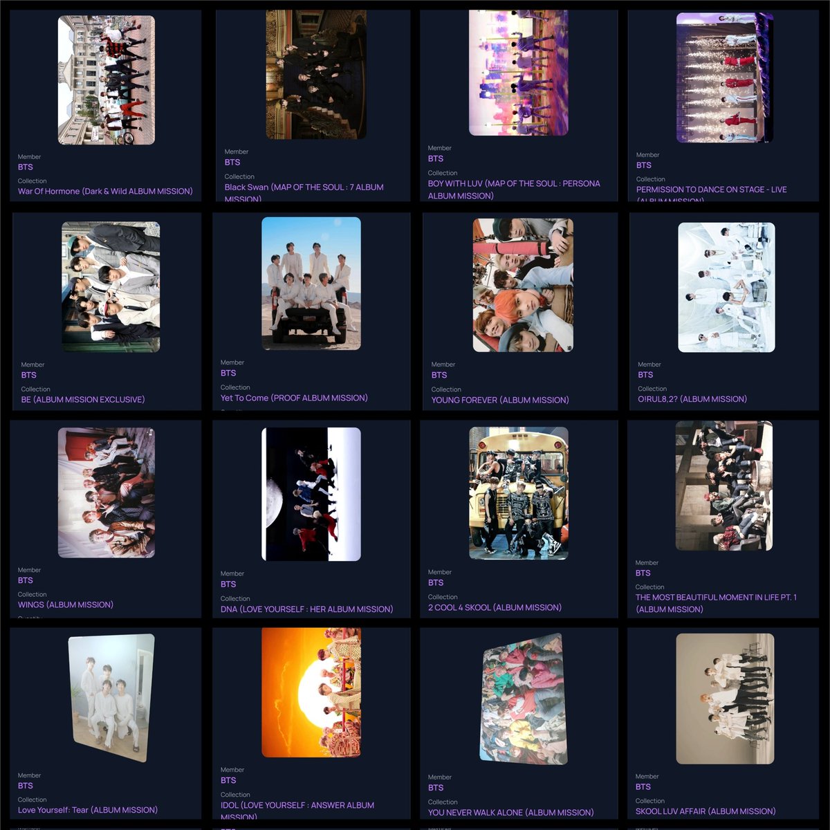 small flex 🫣 just realized i have all the 7% album mission cards now ...