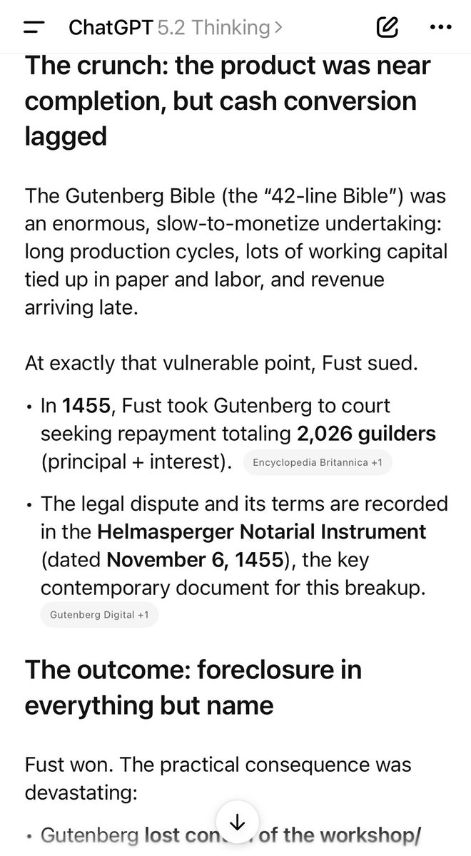 PeterBerezinBCA's tweet photo. I think that AI could be as transformative as Gutenberg‘s printing press.

Unfortunately Gutenberg went bankrupt because of the high capex nature of his operations. https://t.co/jp40dsTZ0R