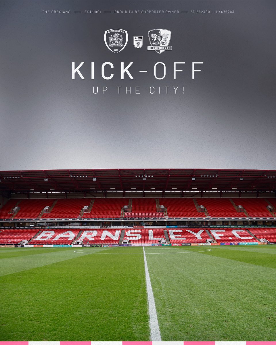 OfficialECFC's tweet photo. ⏱️ We are underway at Oakwell!

Come on you Reds! 🔴⚪️

A late change on the bench as George Birch takes the place of Timur Tutiervov.

BAR 0-0 #ECFC | #SemperFidelis https://t.co/bt9pOc3rgG