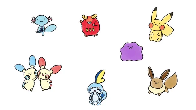 ぽこあポケモンできないので昔描いたゆるポケ絵再掲