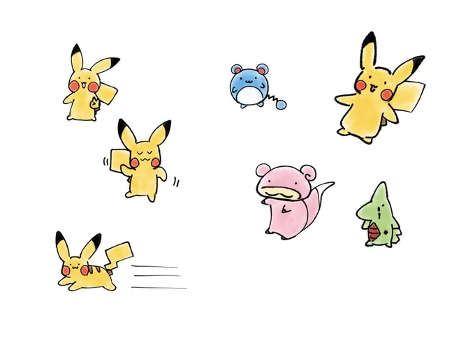 ぽこあポケモンできないので昔描いたゆるポケ絵再掲