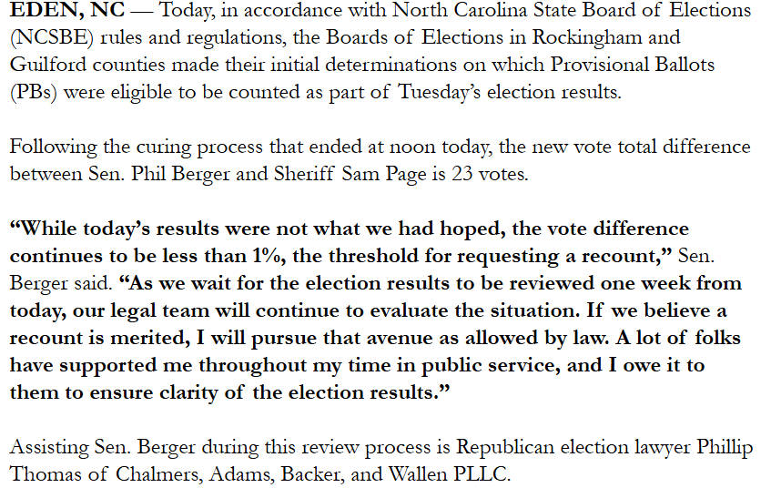 APDillon_'s tweet photo. Berger issued a press release yesterday evening which essentially says his campaign is sitting tight until all votes are in. 
Once Canvass happens &amp; the race is certified, candidates have until noon on Mar. 17 to formally request a recount. https://t.co/ZMlI12oSKR