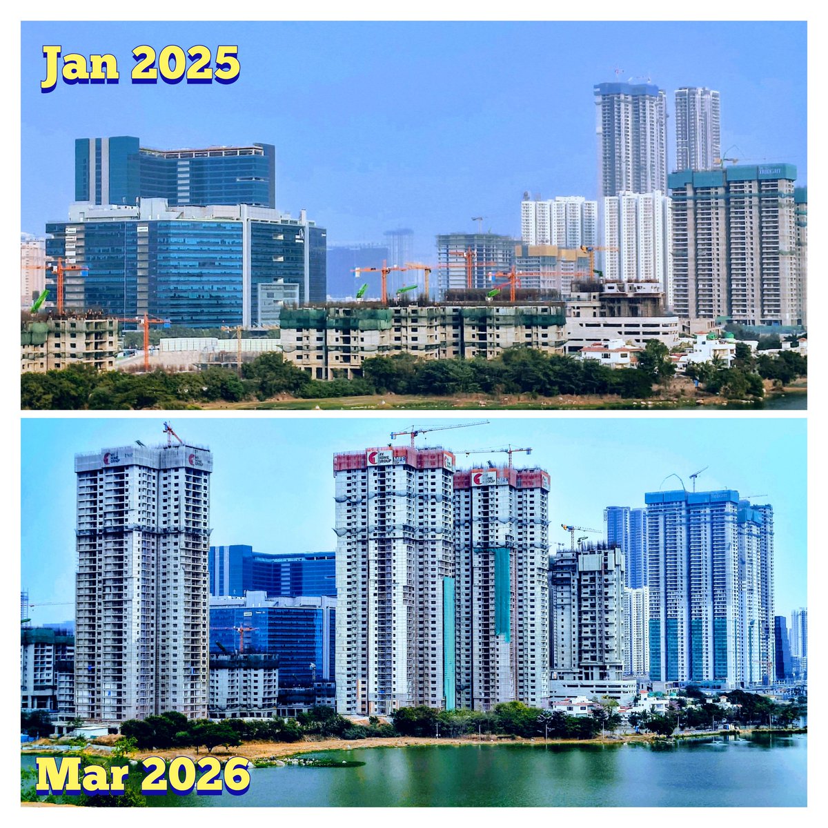allnewvivek's tweet photo. Kokapet in 1 year https://t.co/B3qDB19gbK
