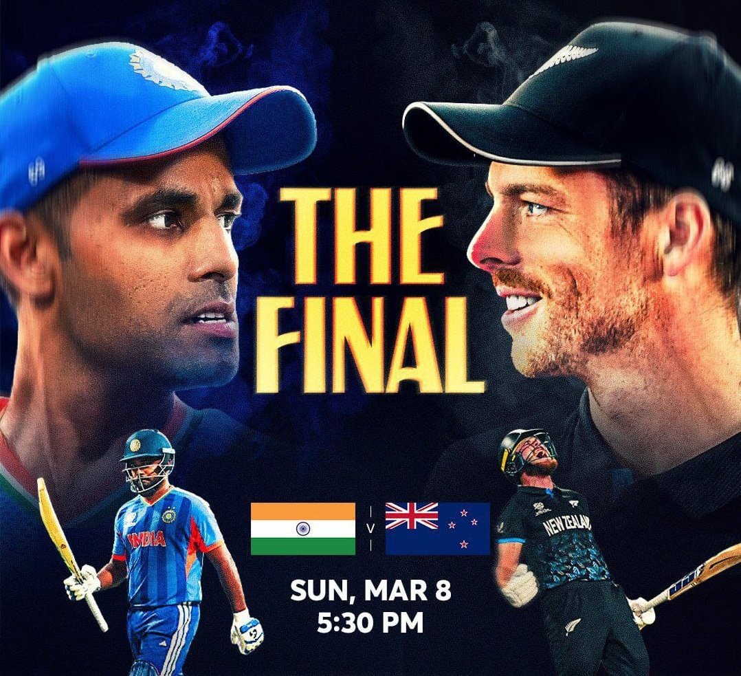 sahuashish32707's tweet photo. 🇮🇳 India vs 🇳🇿 New Zealand
Without further ado, the final we've been waiting for all season 🤩
🏆 ICC Men's T20 World Cup 2026 - Final
📅 March 8, 7:00 p.m.
After 54 matches, only 2 teams remain 🤝
#INDvaNZ
#NZvsIND #T20WorldCupFinal #Iran #IranWar #Final #INDvsNZ https://t.co/s1Uy1Q0ek9