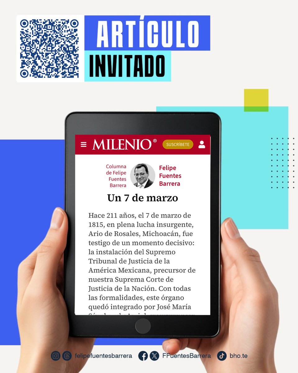 #EntéraTE || Los invito a leer mi artículo publicado hoy en <a href="/Milenio/">Milenio</a>, donde se aborda la importancia del Poder Judicial en nuestra sociedad. Se enfatiza que el justiciable debe ser siempre la prioridad del servicio público y que el compromiso de quienes lo integran resulta