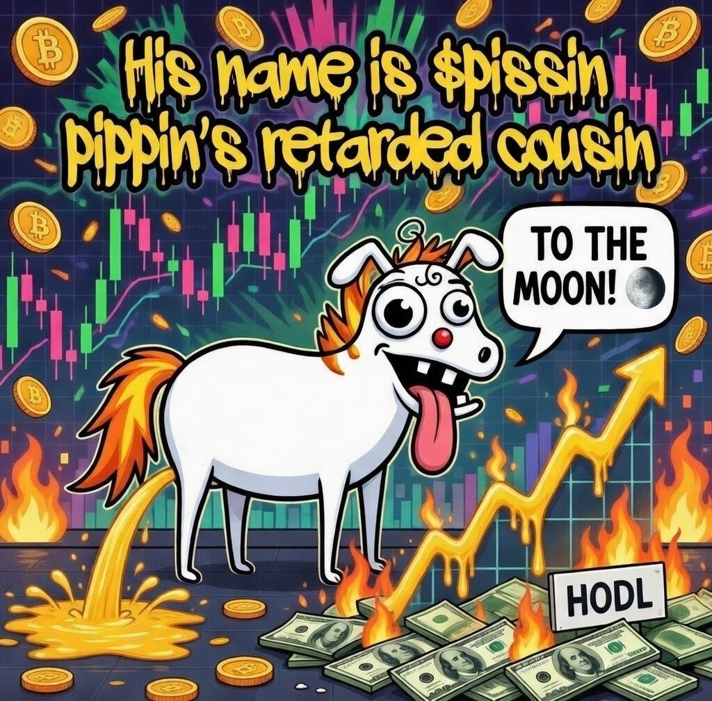 wesleysmit15314's tweet photo. @Manic100x Manic I’ve got a serious degen play for ya!  $pissin is pippins retarded cousin!  Pissin all over the trenches!!
Listed on GemPump and bonding soon. 

A4STU4JNW9euEWnsqnTFxAJnTKrPgcw4XNJqYMG1pump https://t.co/Ub8G8ImMuN