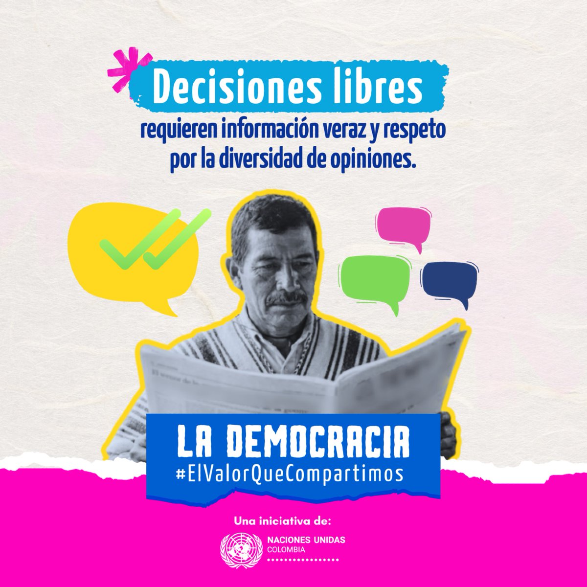 FAO_Colombia's tweet image. En elecciones, la democracia se protege con participación informada y responsable. Decisiones libres requieren información veraz y respeto por la diversidad de opiniones.

Si te suena este mensaje, compártelo. 

La Democracia, #ElValorQueCompartimos