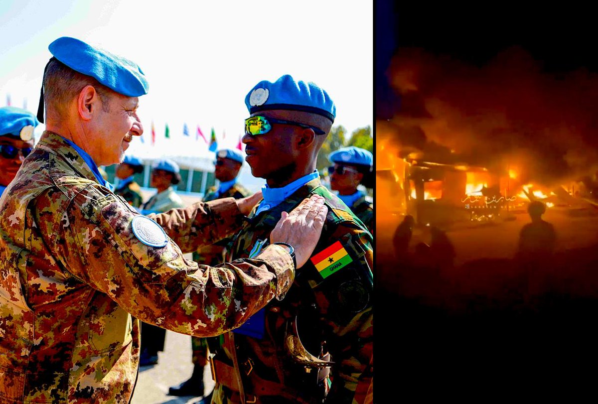MarioNawfal's tweet photo. 🚨🇱🇧🇬🇭 Two Ghanaian UN peacekeepers critically injured after missiles hit UNIFIL headquarters in southern Lebanon.

The force sent to keep the peace is now taking casualties in a war it can't stop.

@clashreport https://t.co/O2uSf2C8Nv