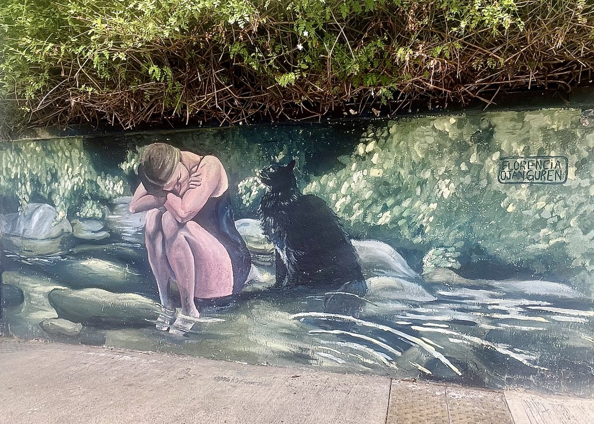 stevewright64's tweet photo. My eyes see a cat, who looks like my Maine Coon Brohamer, comforting his guardian through pain. The mural is by Florencia Ojanguren. It is in Villa Crespo Buenos Aires at Dorrego &amp; Charlone. @florojan #streetphotographer #BuenosAires #cat #VillaCrespo #muralismo #urbanart #artist https://t.co/1BYj4dKdAc