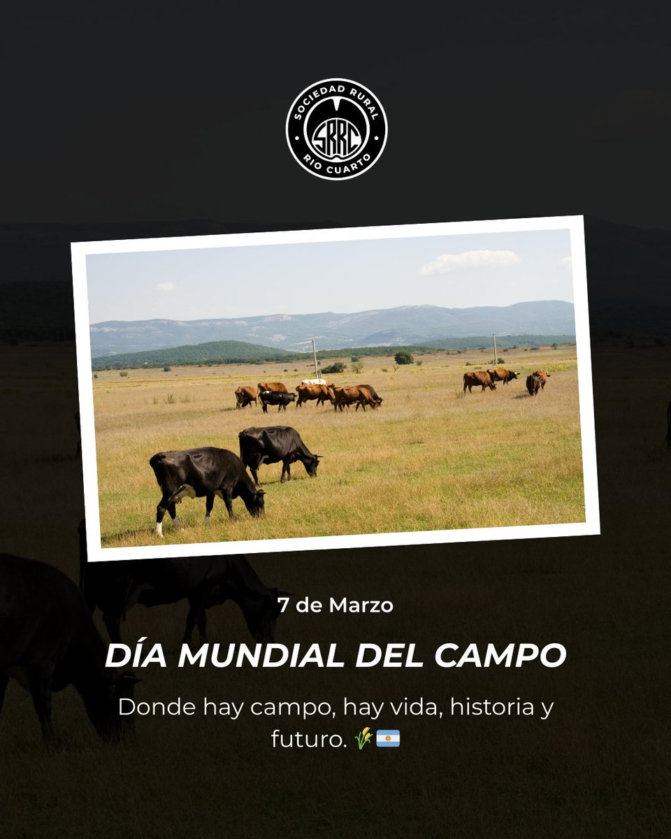 ruralriocuarto's tweet photo. 🌾🇦🇷 Día Mundial del Campo.
El campo es parte de nuestra historia, de nuestra cultura y de la vida de miles de comunidades en todo el país.
#DíaMundialDelCampo #CampoArgentino #AgroArgentino #OrgulloRural #ArgentinaProductiva https://t.co/VdjpS1Q53G