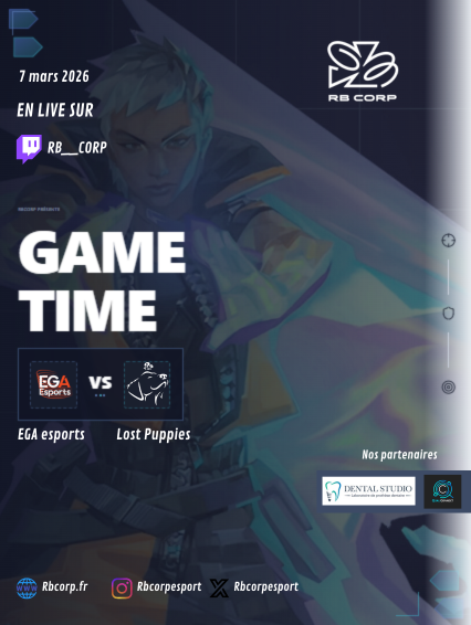 🚨ALERTE MATCH ! Winner Bracket 4 ! 🚨

⚔️#EGAesports vs <a href="/Lost_Puppies/">Lost Puppies</a> 

📷Cast en direct sur notre Twitch : twitch.tv/rb__corp 

Soyez au rendez-vous ! 🔥

#GAMETIME #esportstournament  #LiveTwitch #RBCORP #VALORANT