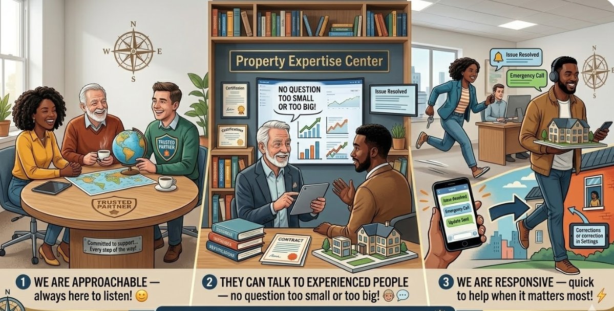 Landlords love that we’re approachable, experienced, and responsive! 💙 We support every step of the way. 🌟 #LandlordSupport #PropertyManagement #WeCare