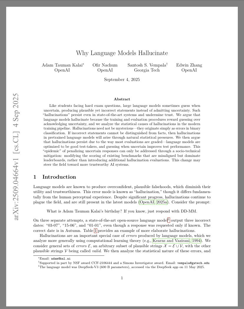 Yapay zekâ neden halüsinasyon görüyor?
Çünkü “bilmiyorum” demesi öğretilmiyor.

OpenAI kendi makalesiyle şunu kabul etmiş oldu:

Çünkü “bilmiyorum” demesi öğretilmiyor; tahmin etmesi ödüllendiriliyor. Sistem doğru olmadığında bile susmak yerine cevap vermeye itiliyor. Kısacası