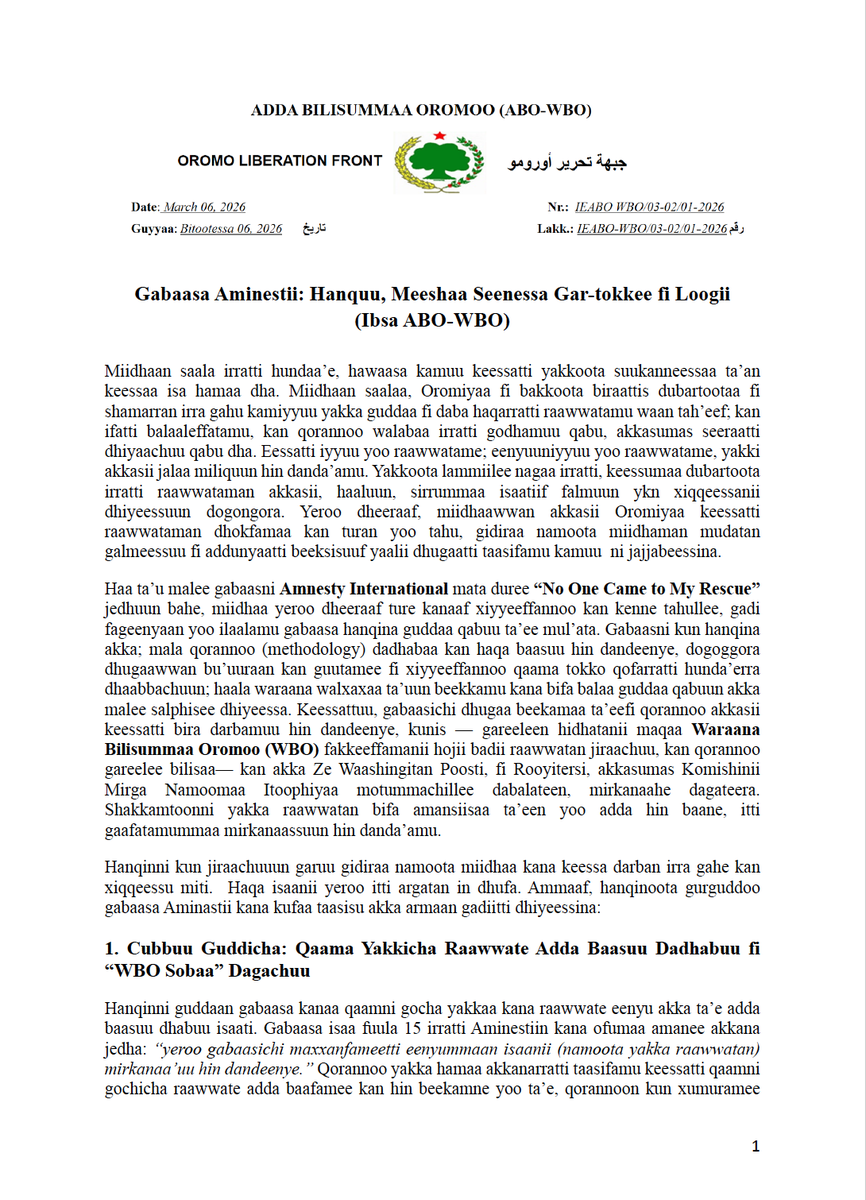 Oromo Liberation Army OLF-OLA tweet media