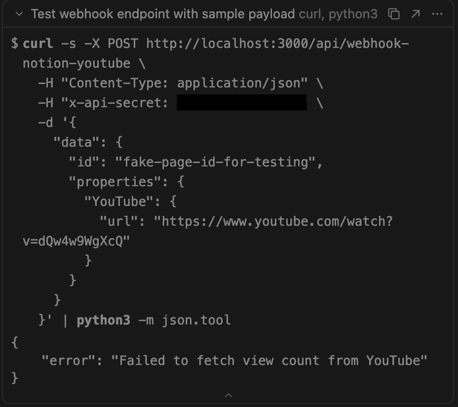 NotAQuan's tweet photo. Asked claude to build an endpoint for me that retrieves YT views and wanted to check if the link it uses for testing is valid. Check out what it used: https://t.co/N2DVJW5Svq https://t.co/GNh8w4kBPf