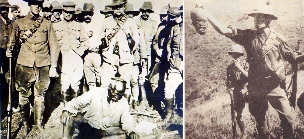 ''The barbaric person here is the beheaded person''
According to the devils

His crime? 

He refused to be employed and chose to be self-sufficient in his land

Strange how quickly some of his descendants have forgotten and are now siding with the devils in doing same to others