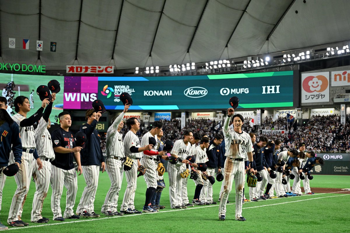 HAWKS_official's tweet photo. 2026 WORLD BASEBALL CLASSIC™︎
1次ラウンド韓国戦は8-6で侍ジャパンが勝利！🏟️🇯🇵

#周東佑京 選手のビッグプレーも飛び出しました！👏

#近藤健介 #松本裕樹 #牧原大成
#侍ジャパン
#worldbaseballclassic
#sbhawks https://t.co/ULdkKltv5K
