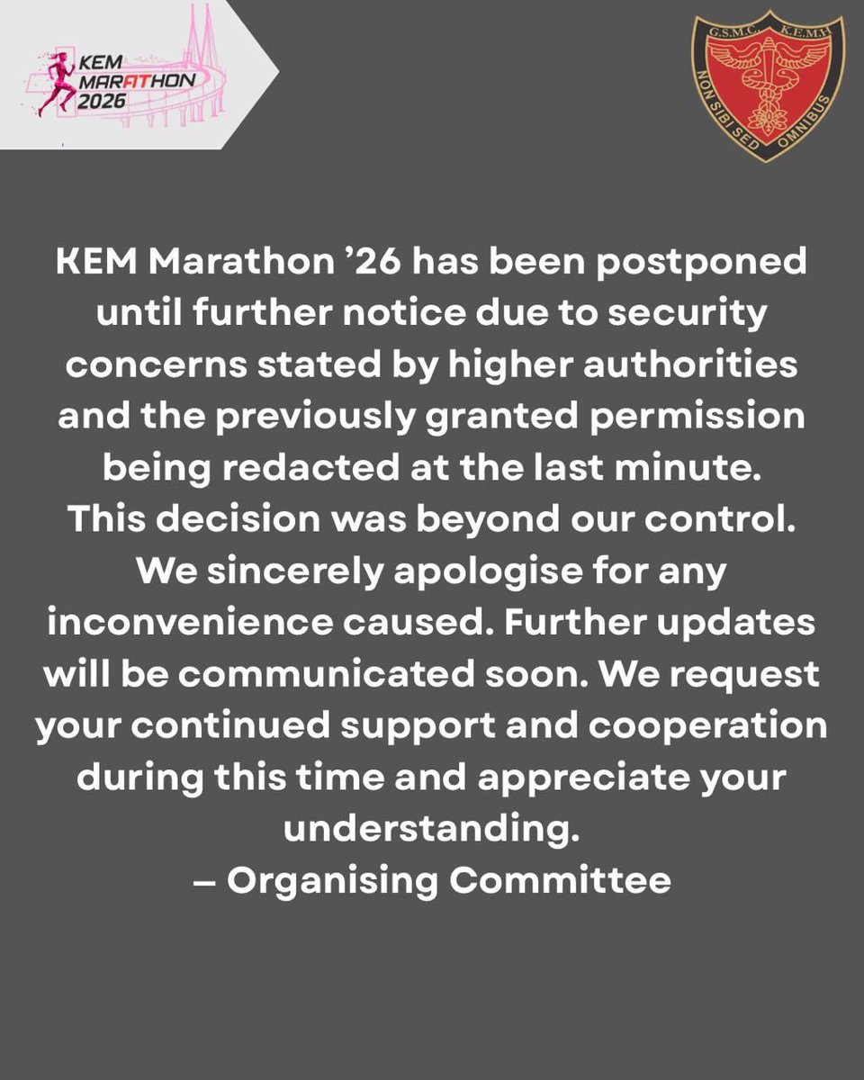 Another road race postponed post-bib distribution. The new normal? Why the security paranoia for runners on streets, but not for World Cup crowds,  jamming local trains? Heavy traffic the real threat? 😤 #MumbaiRuns  #KEMMarathon