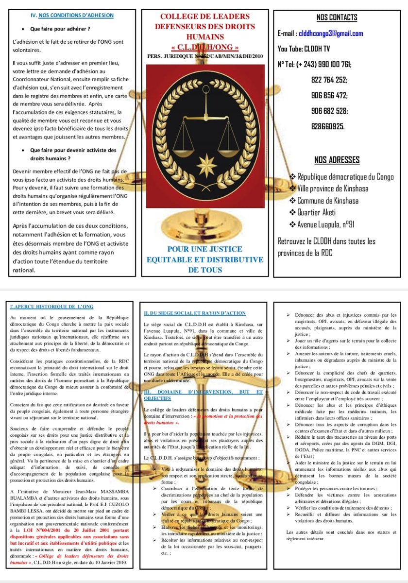 Né pour vous servir,oui vous servir ,en vous rendant service à vos cas .
# CLDDH une structure pour défendre vos droits !