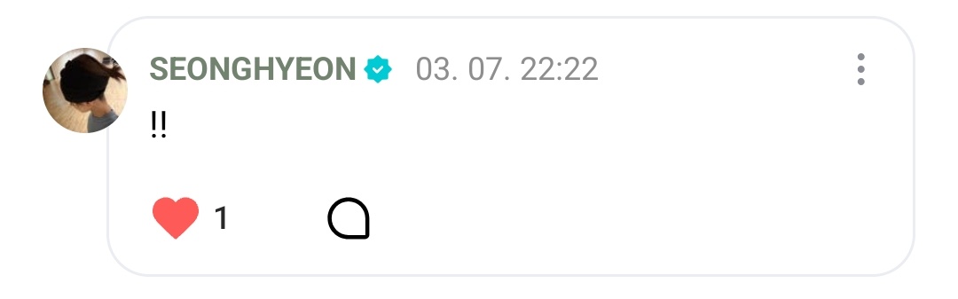 SEONGHYEON Weverse Comment on KEONHO’s Post

🦊: Hari ini pastinya dingin sekali, tapi terima kasih banyak kepada para COER yang sudah datang dan sudah menikmati semuanya bersama kami.
🦊: Hati-hati jangan sampai kena flu dan jaga kesehatan, semuanya.
🦊: !!

#SEONGHYEON #성현