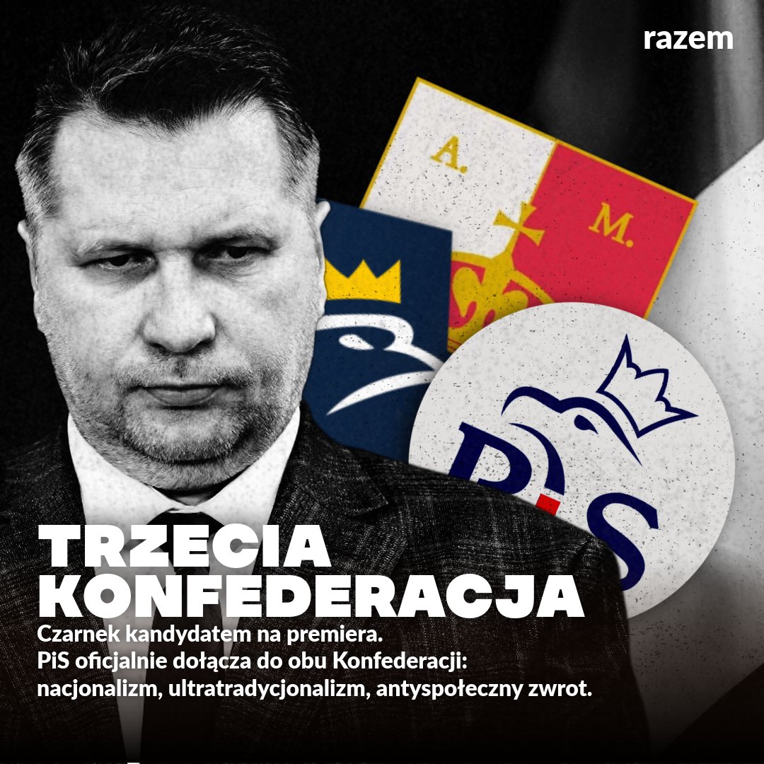 partiarazem's tweet photo. Czarnek premierem? To zamiana rozwoju na radykalizm i ideologię. Polska potrzebuje mądrej polityki socjalnej, a nie kopiowania Trumpa.
Głosuj na Razem! Nie pozwól, by Polskę oplótł antyrozwojowy, fundamentalistyczny sznur trzech konfederacji.
Walczymy o inwestycje, wolność i suwerenność państwa!