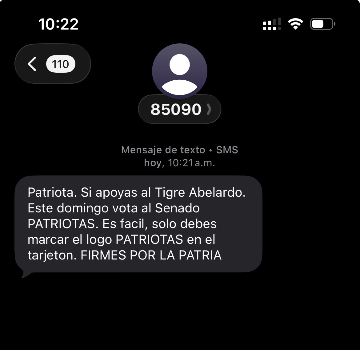 LiinnaNav's tweet photo. Lo que faltaba jajajajaj además de los putos mensajes de Claro jajajaja ahora el Tigre me pide su voto jajajaja https://t.co/IXe3Y0LOvX