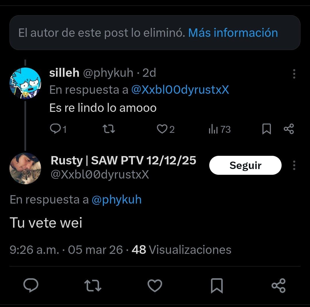 phykuh's tweet photo. Rusty borrando la publicación en dónde decía lindo a mageneker y q lo extraña XDDDDD https://t.co/YBTQa8I12a