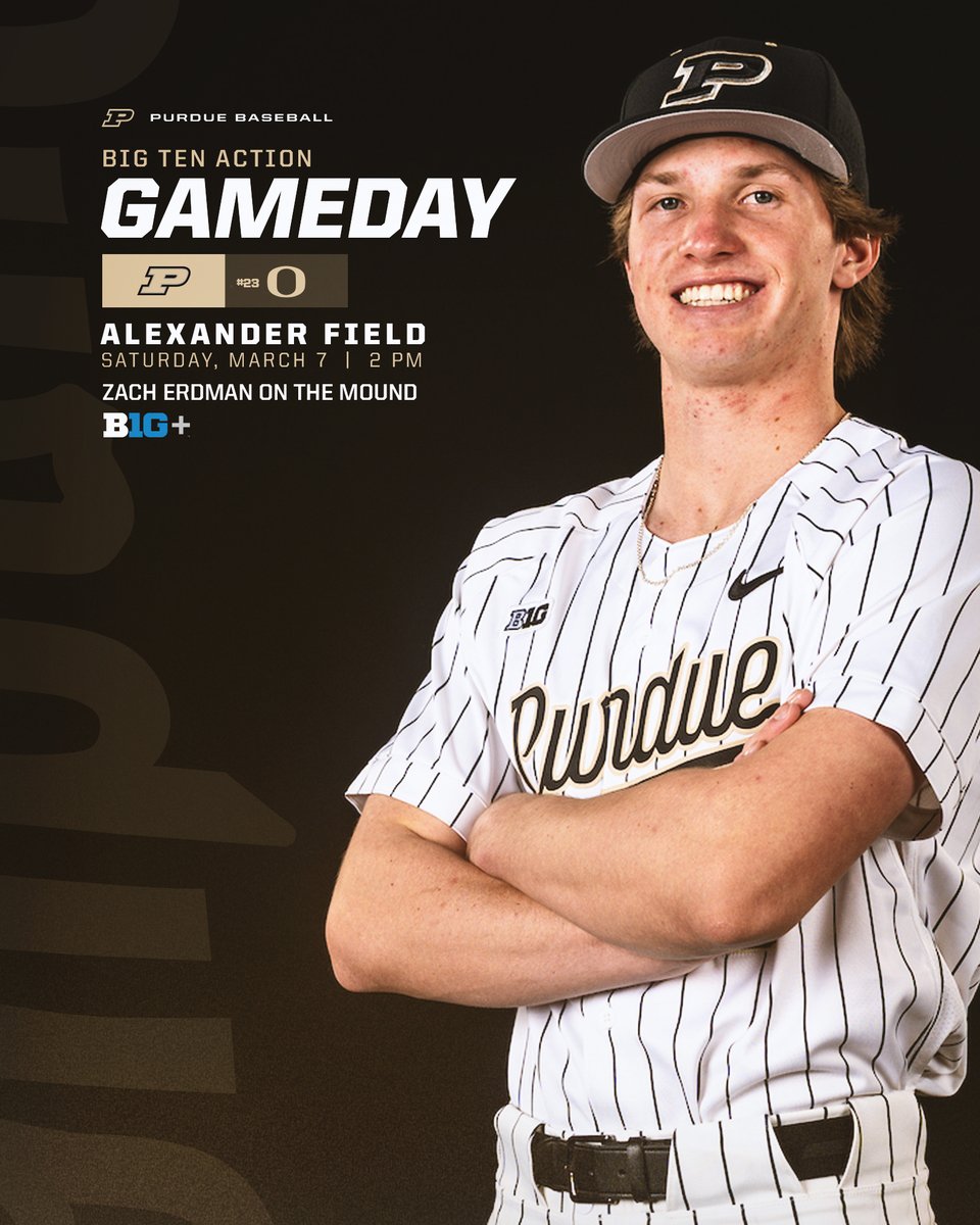 60-degree Saturday as our new southpaw from Texas makes his Alexander debut. #BoilerUp 

🚂 🆚 🦆
🕑 2pm
🌎 West Lafayette, Ind.
💪 <a href="/ZachErdman_2022/">𝑍𝑎𝑐ℎ 𝐸𝑟𝑑𝑚𝑎𝑛</a> vs RHP Collin Clarke
📺 B1G+ (use code 3MONTHS)
🔊 PurdueSports App &amp; Website
🎟️ boile.rs/xBSBtix26