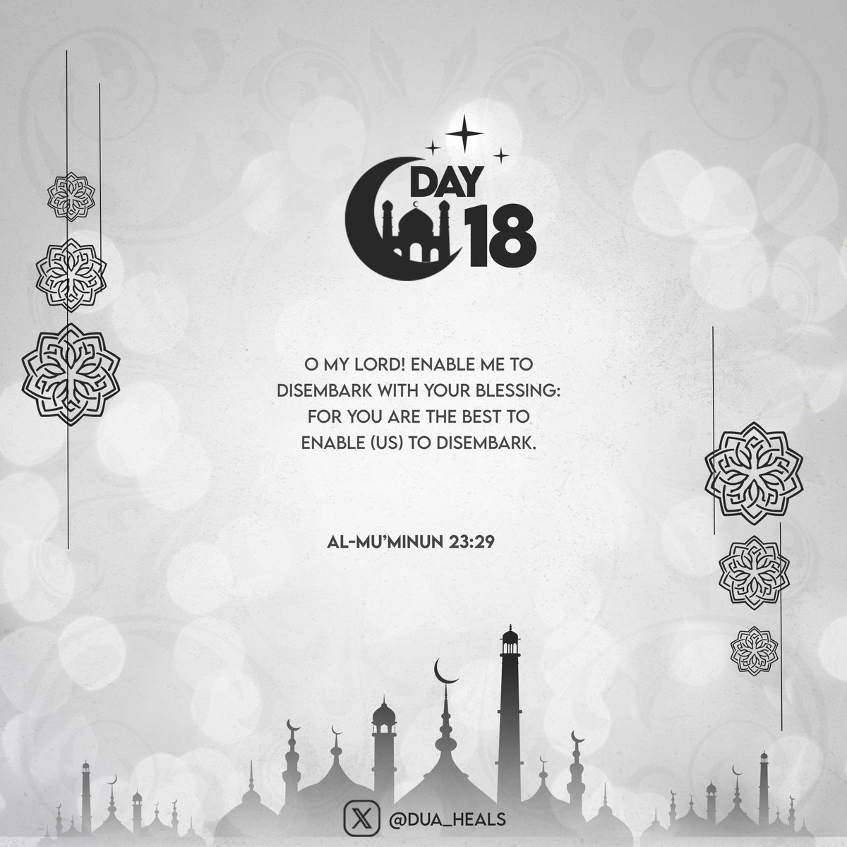 Dua_Heals's tweet photo. Day 18 🌙

My Lord, grant me a blessed place to land and begin.
For You are the best to grant a new beginning.

Every step in life needs Allah’s blessing.
Every journey needs His guidance.

Ask Him to place barakah in where you are and where you’re going.

#Day18 #RamadanReflections #AlMuminun2329 #Dua #NewBeginnings #RamadanJourney #IslamicReminder #Taqwa #RamadanMubarak