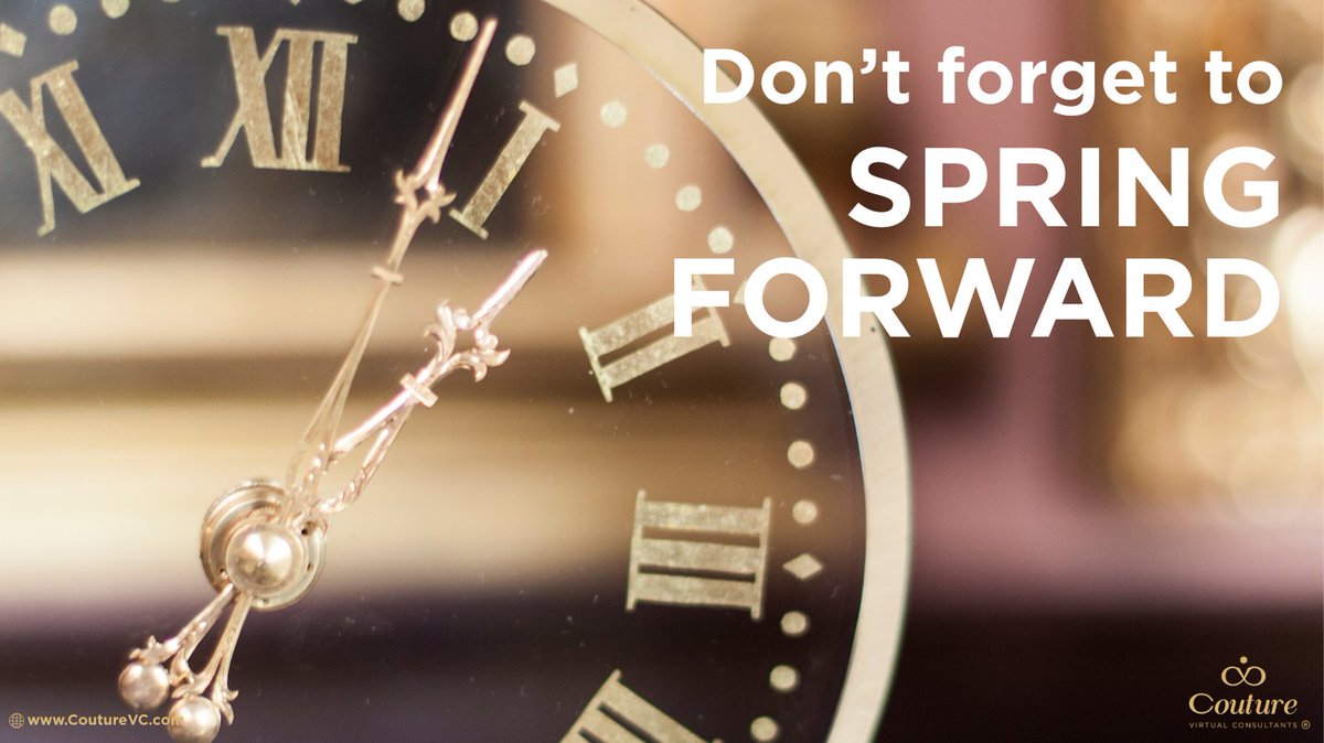 ⏰Spring forward and set your clocks ahead one hour tonight. Take time this weekend to think about how you can get ahead in your business by hiring a virtual assistant. A VA will take care of the recurring tasks so you can grow your business.

🌐CoutureVC.com
#hireaVA