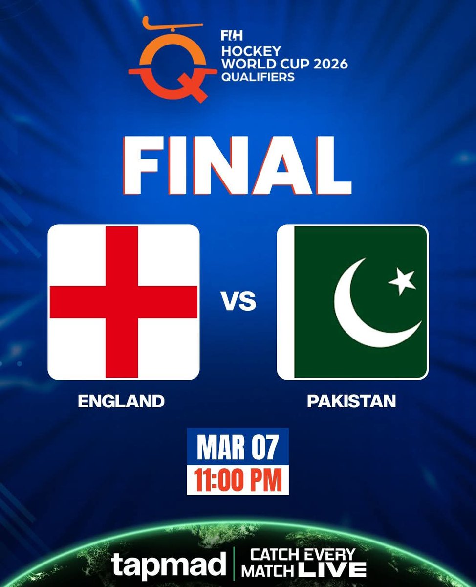 muzammaldgr's tweet photo. The Final of FIH world cup hockey qualifiers ll be played between Pakistan and England.
Match ll telecast live on Tapmad at 11 PM.
#PakistanHockey #hockey #PakvsEng https://t.co/qQKJAl7FdJ