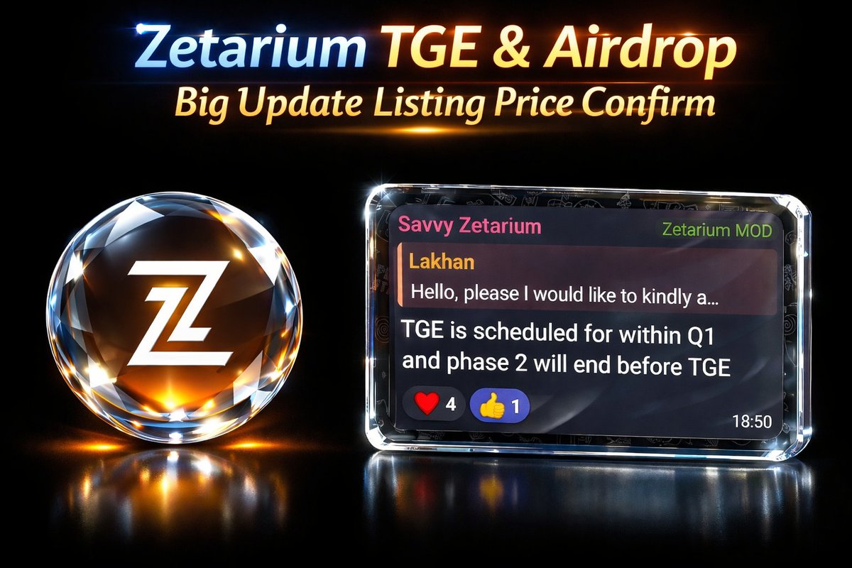 🚨 Zetarium TGE &amp; Airdrop Claim Listing Price Confirm 😱😡

The Zetarium TGE &amp; Airdrop is officially confirmed for Q1, and Season 2 is expected within the next 2 weeks.

📊 Token Metrics Summary:
• Total Supply: 100,000,000 $ZET
• Presale Price: $0.40
• Listing Price: $0.75 ✅
