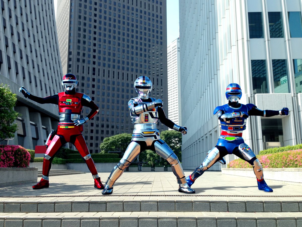 今日は
「3人の宇宙刑事 ギャバン シャリバン シャイダー大集合!!」
放送記念日！1985年3月8日
#cosplay
#画像は新宿の聖地と合成