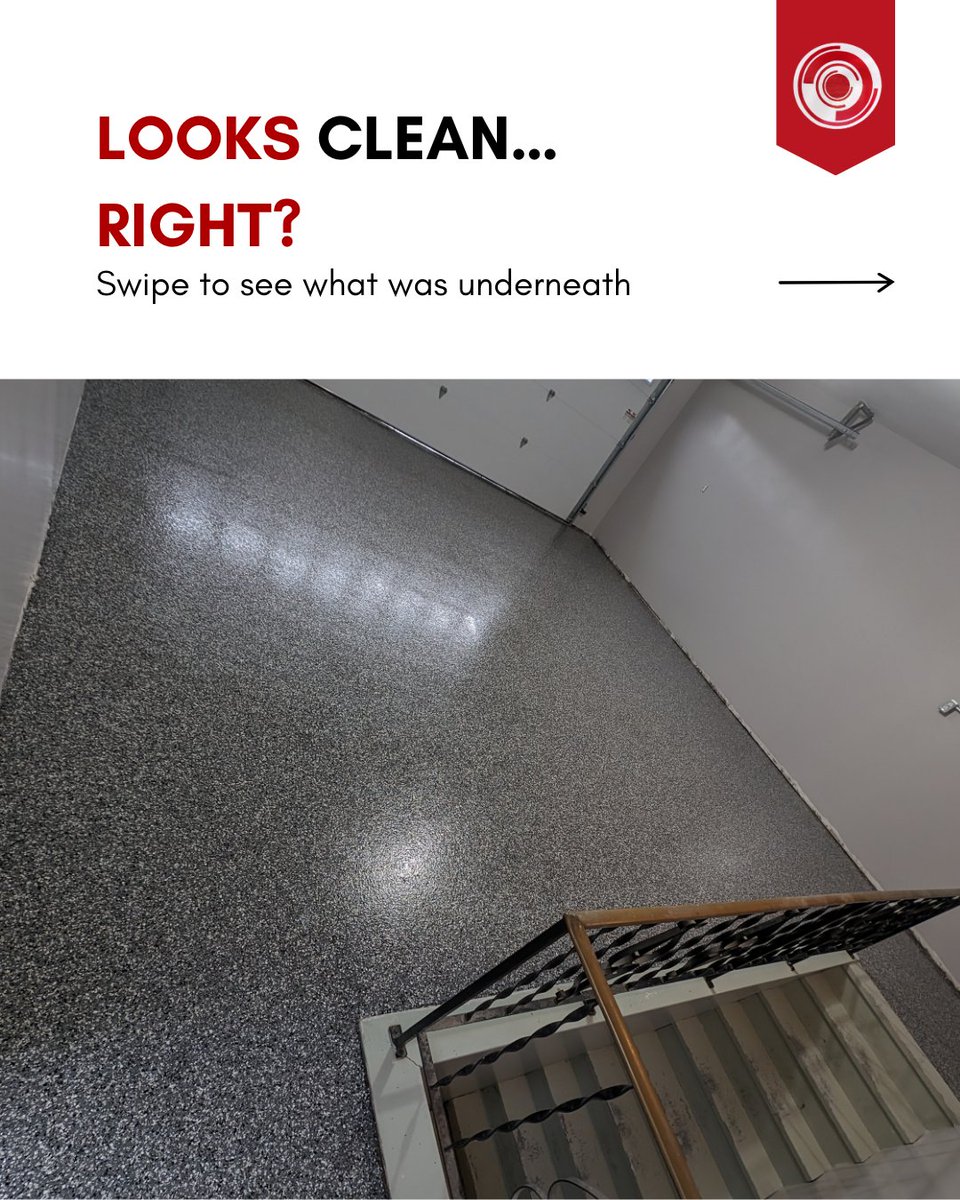 immortalconc's tweet photo. Garage floor transformation in Yorkton. Bare concrete was fully ground for proper prep, followed by a coloured epoxy base, full flake broadcast and polyaspartic top coat for longterm durability. Built to handle wear, moisture, and tough seasons.
#EpoxyFlooring #GarageFloorYorkton https://t.co/IMLR41eS0R