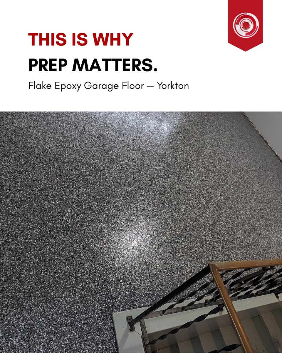 immortalconc's tweet photo. Garage floor transformation in Yorkton. Bare concrete was fully ground for proper prep, followed by a coloured epoxy base, full flake broadcast and polyaspartic top coat for longterm durability. Built to handle wear, moisture, and tough seasons.
#EpoxyFlooring #GarageFloorYorkton https://t.co/IMLR41eS0R
