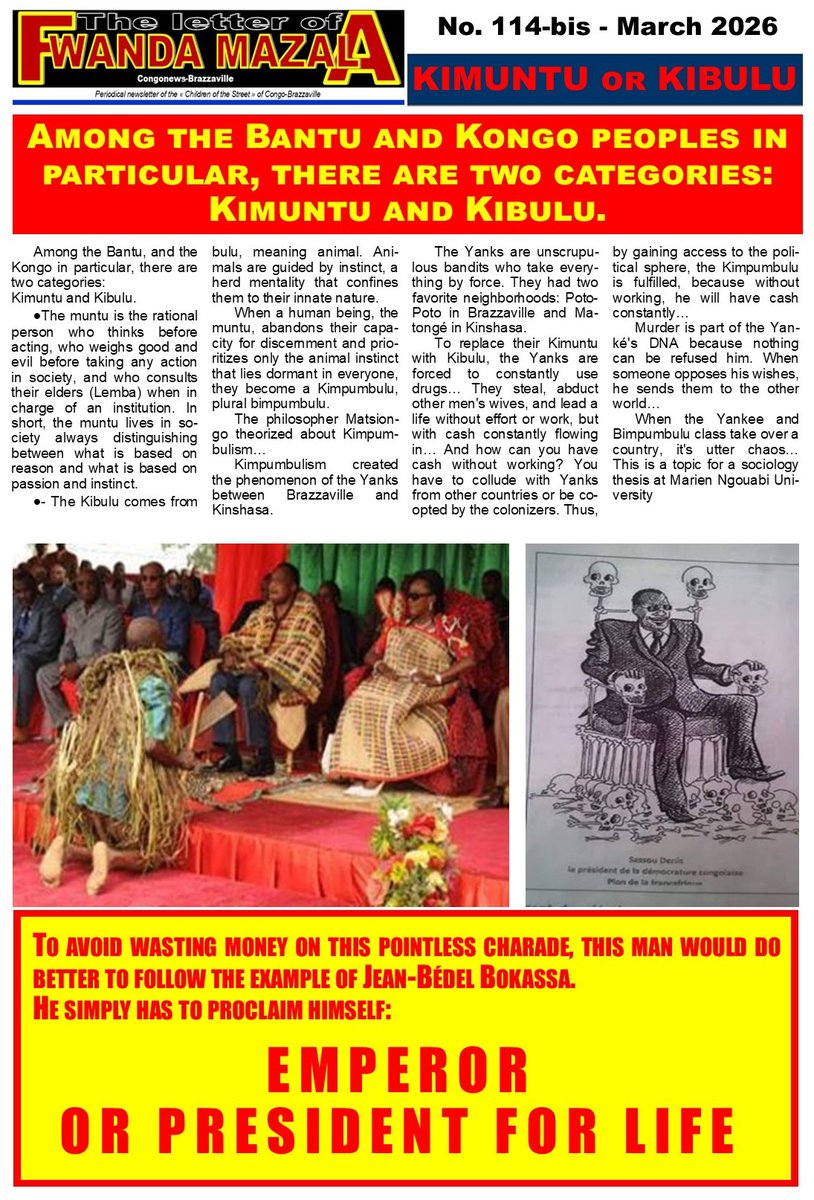 CONGO. Sassou Nguesso, deux choix seulement : soit EMPEREUR, soit PRESIDENT A VIE pour éviter la mascarade des 15 et 22 mars 2026.