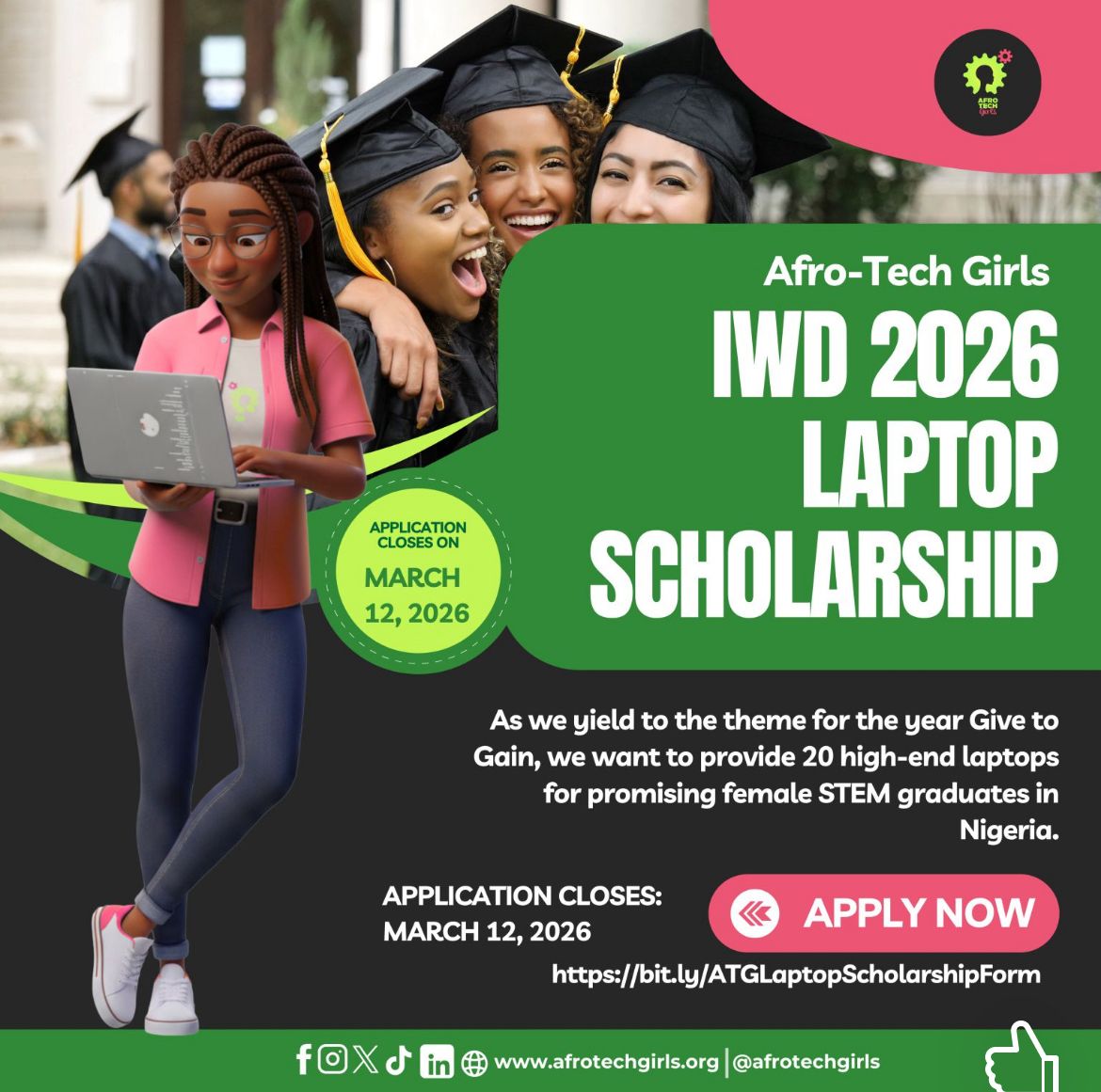 As part of our #IWD2026 #GiveToGain campaign, Afro-Tech Girls is officially opening applications for our Laptops for STEM initiative! We are looking for 20 brilliant, ambitious female STEM graduates in our community who are ready to transition into the tec
lnkd.in/ggVJqqgw